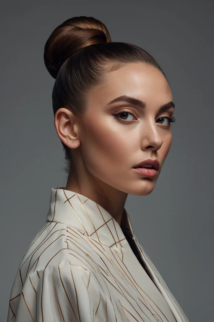 Sleek High Bun with Center Part