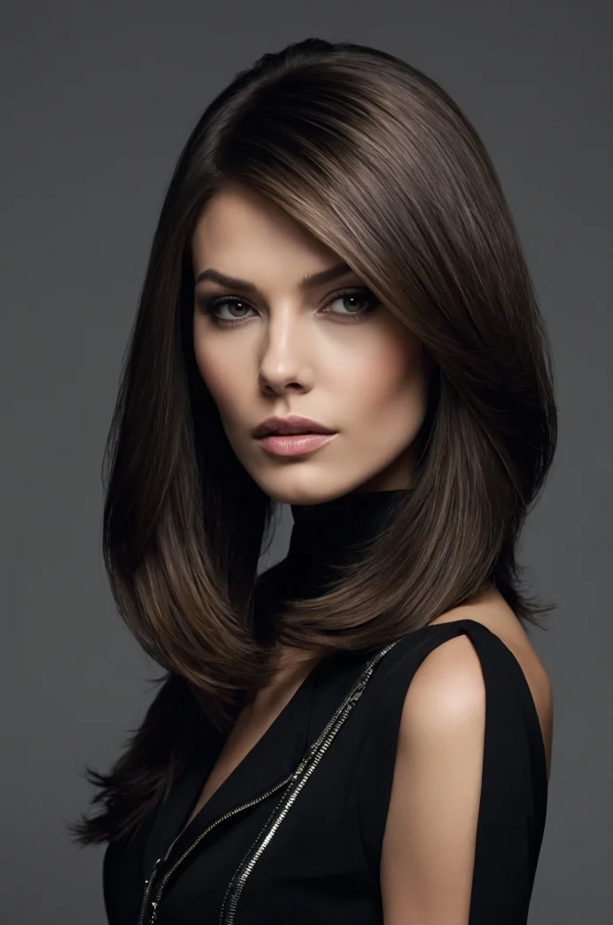 Sleek and Straight Lob with a Deep Side Part