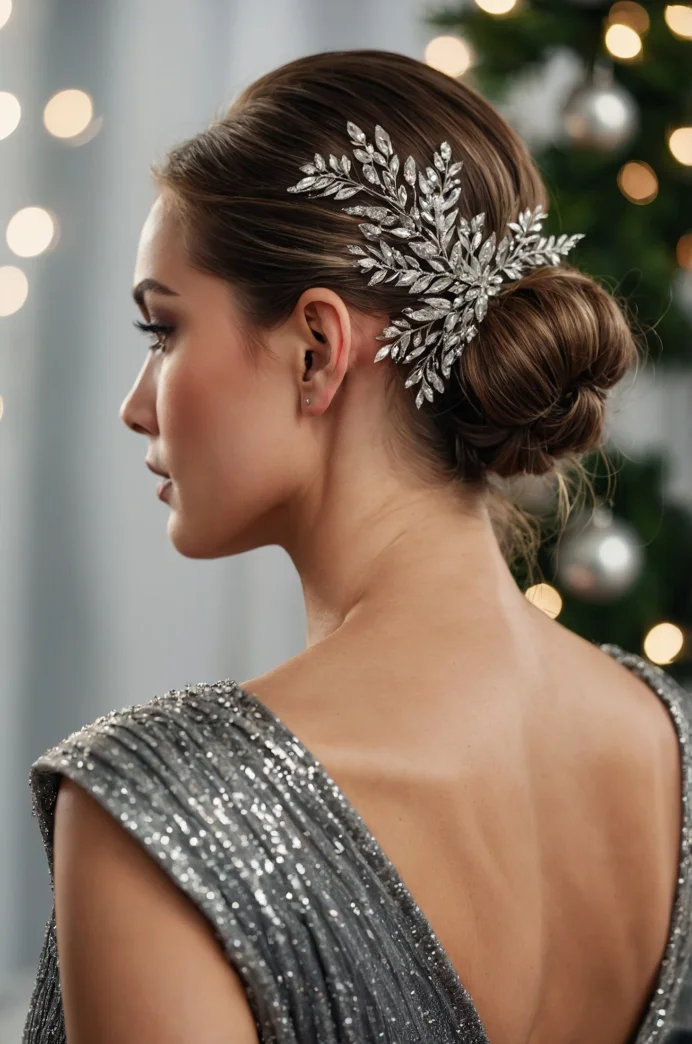 Sleek Low Bun with Glitter