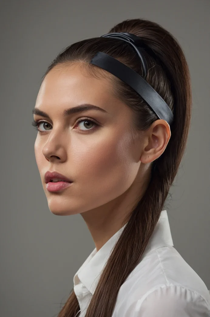 Sleek Low Ponytail with a Thin Headband