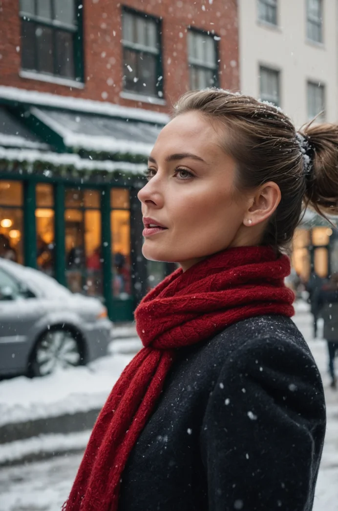 Sleek Ponytail with Winter Scarf