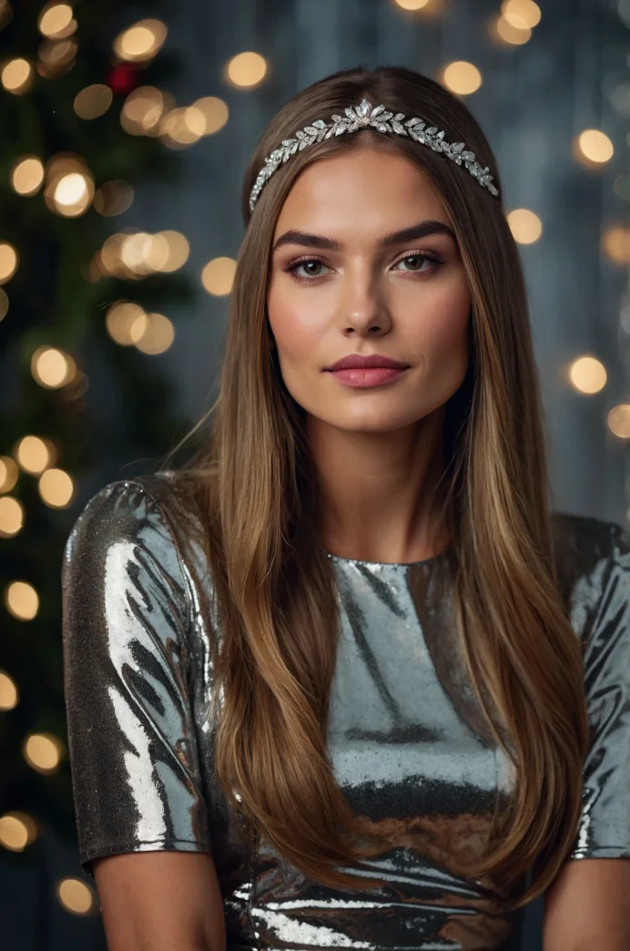 Sleek Straight Hair with Glitter Headband