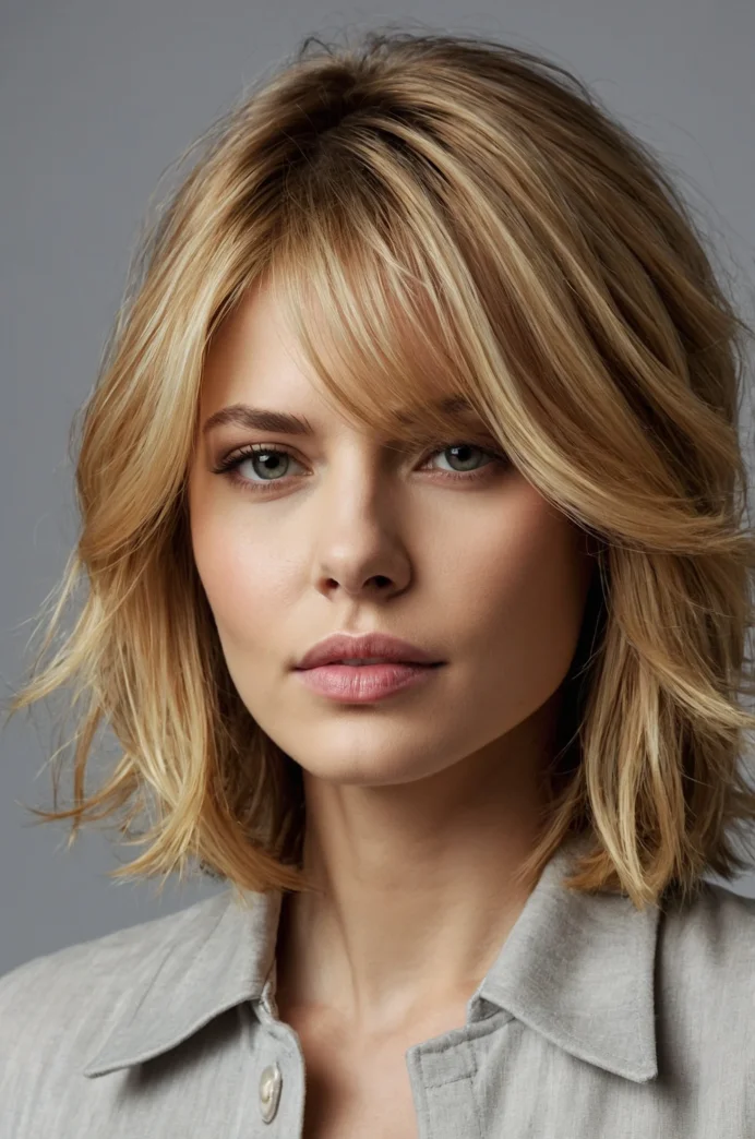 Textured Lob with Center Part and Volume