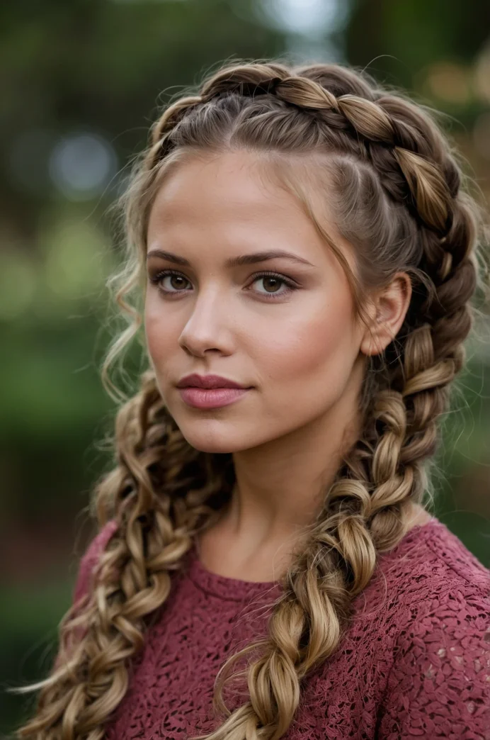 Thick Dutch Braid with Defined Curls