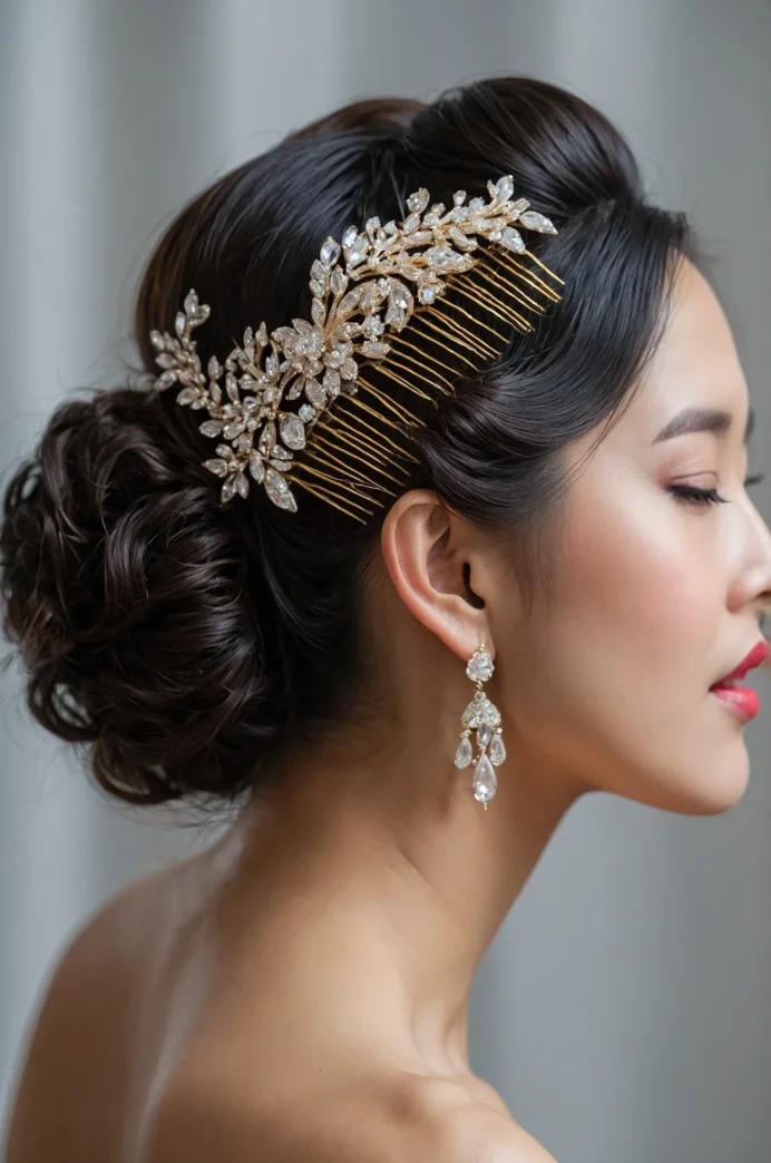 Twisted Updo with Jeweled Comb