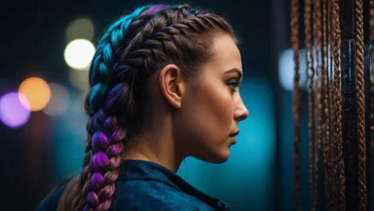 Vibrant Braided Styles with Bold Color Highlights