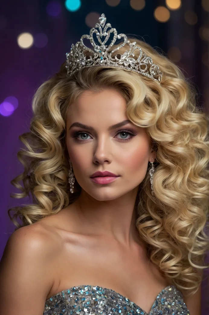 Voluminous Curls with a Headband or Tiara