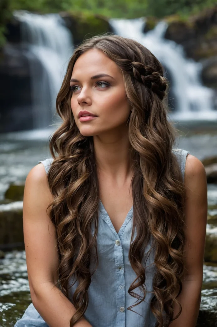 Waterfall Braid with Loose Curls