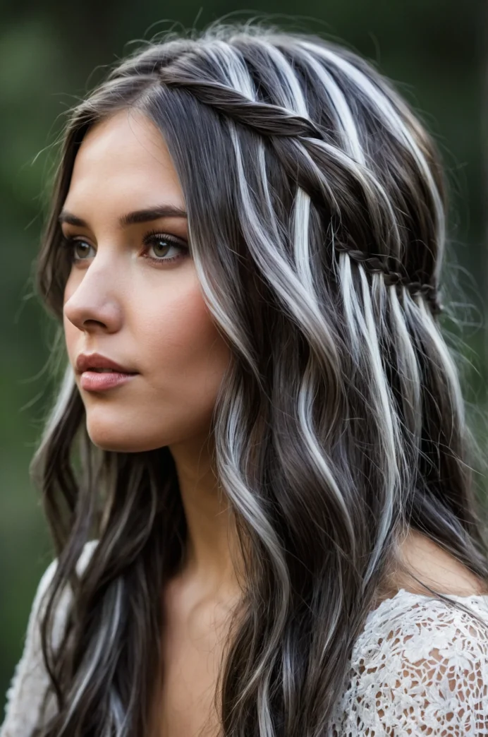 Waterfall Braid with Silver Highlights