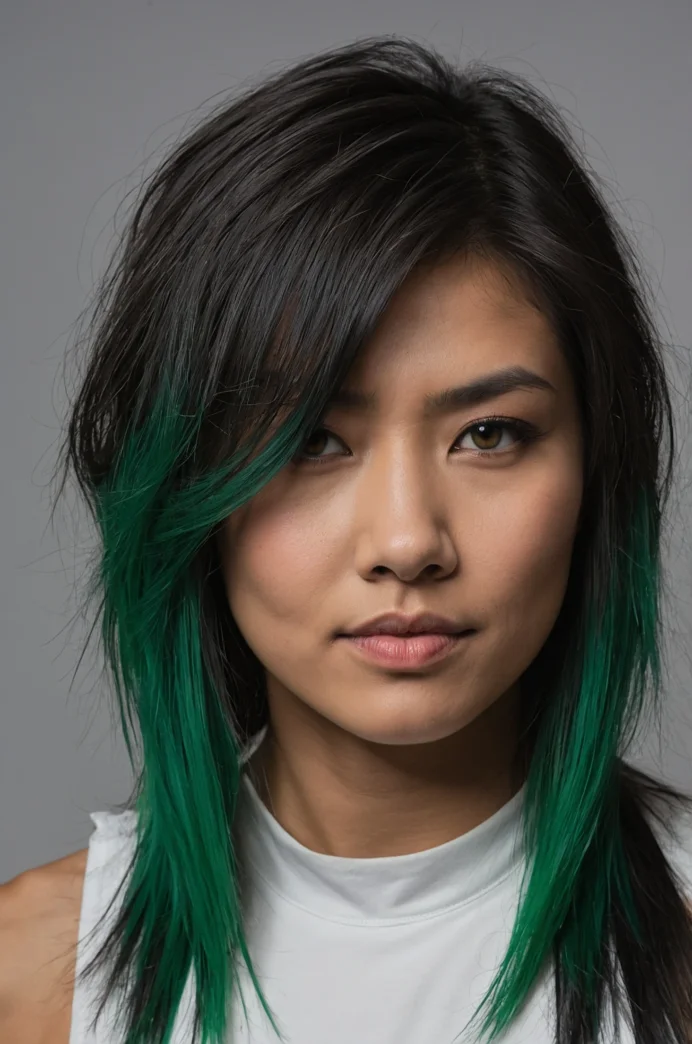 Wolf Cut Lob with Two-Tone Color