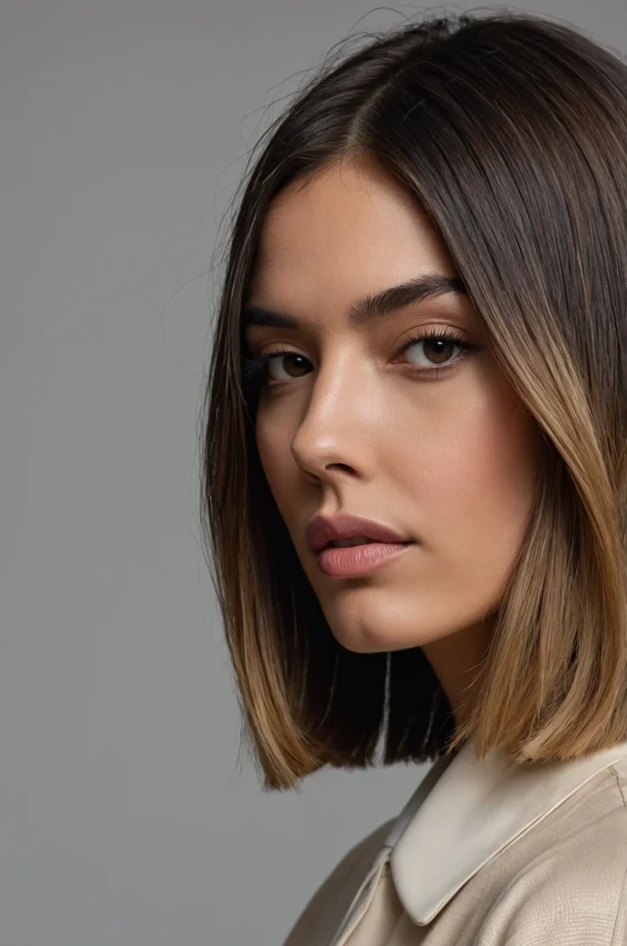 Blunt Bob with a Center Part and Ombre