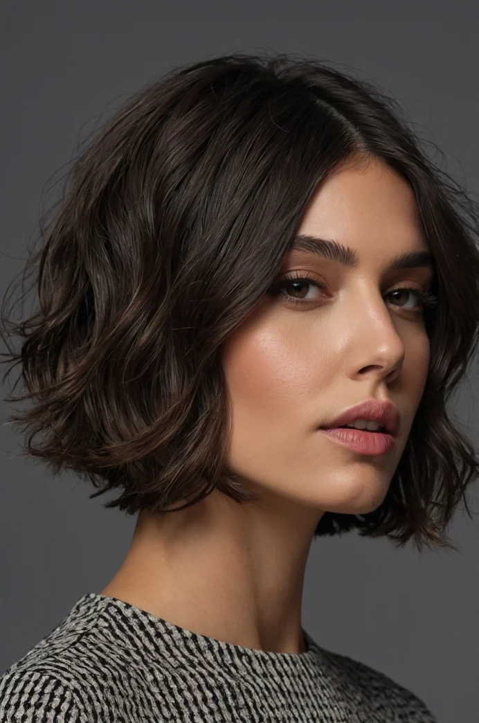 Blunt Bob with a Center Part and Textured Waves