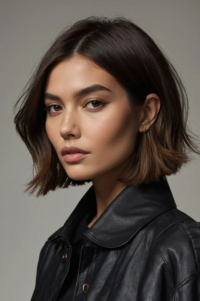 Blunt Bob with a Side Part and Balayage