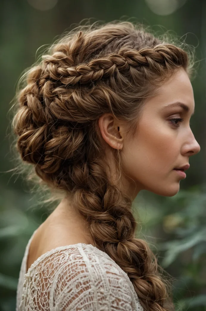 Braided Crown with Loose Curls