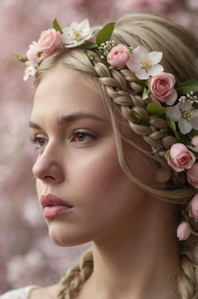 Braided Crown with Ribbon and Flowers