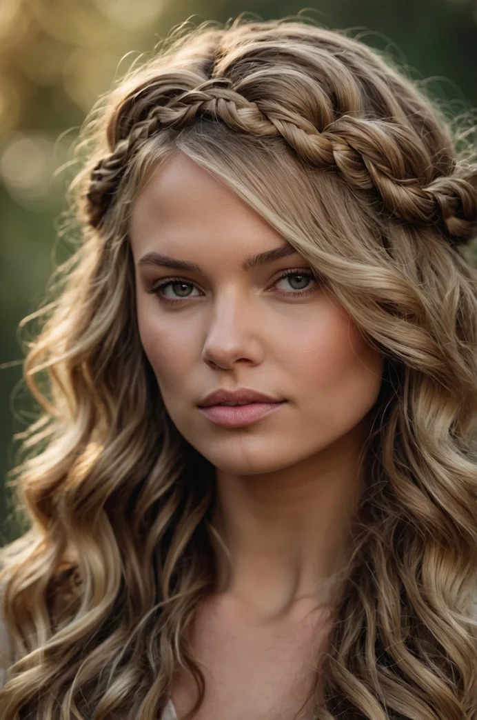 Braided Headband with Loose Curls