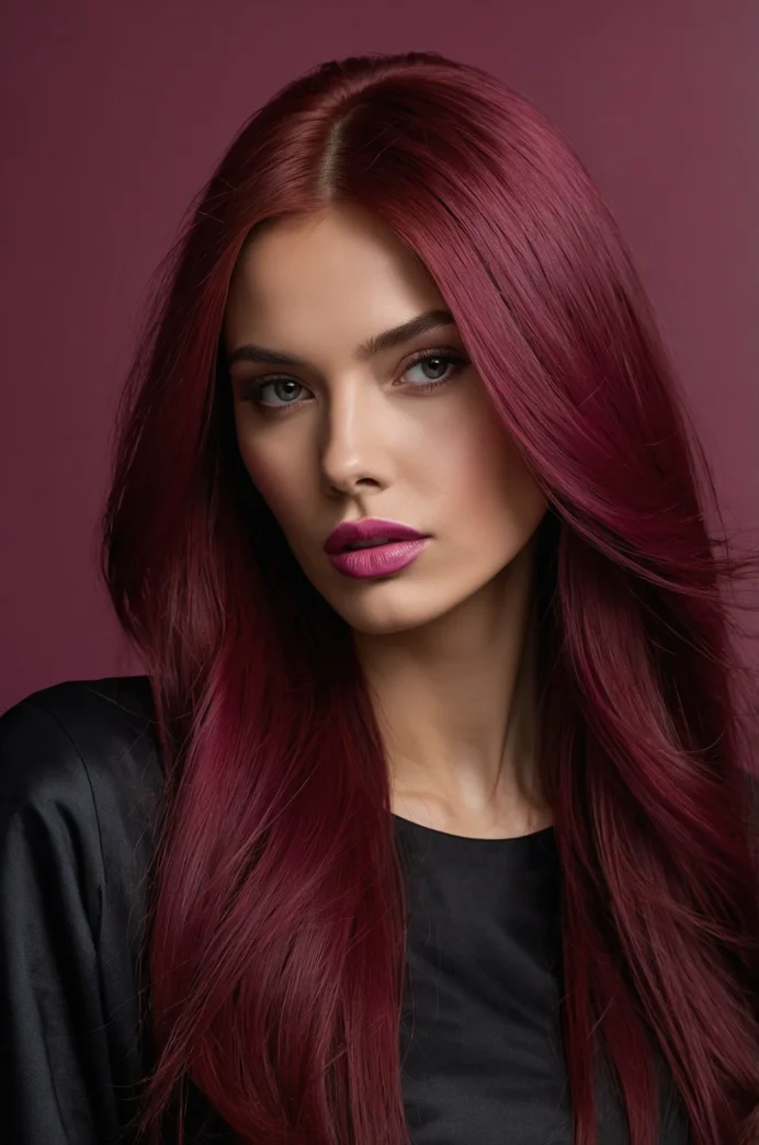 Deep Burgundy with Pink Tips