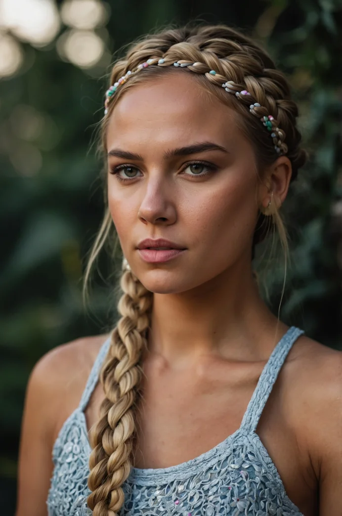 Dutch Braid with a Beaded Headband