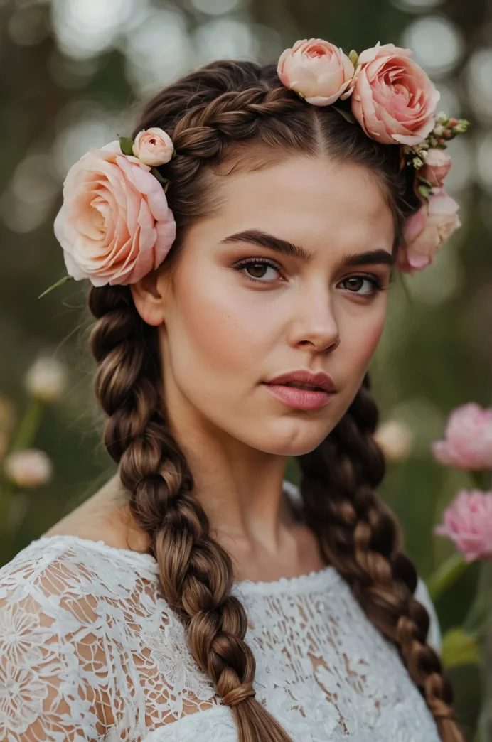 Dutch Braid with a Floral Headband