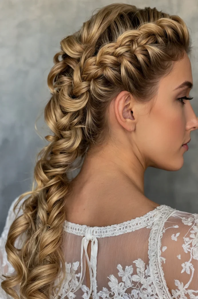 Half-Updo with Braids and Loose Curls