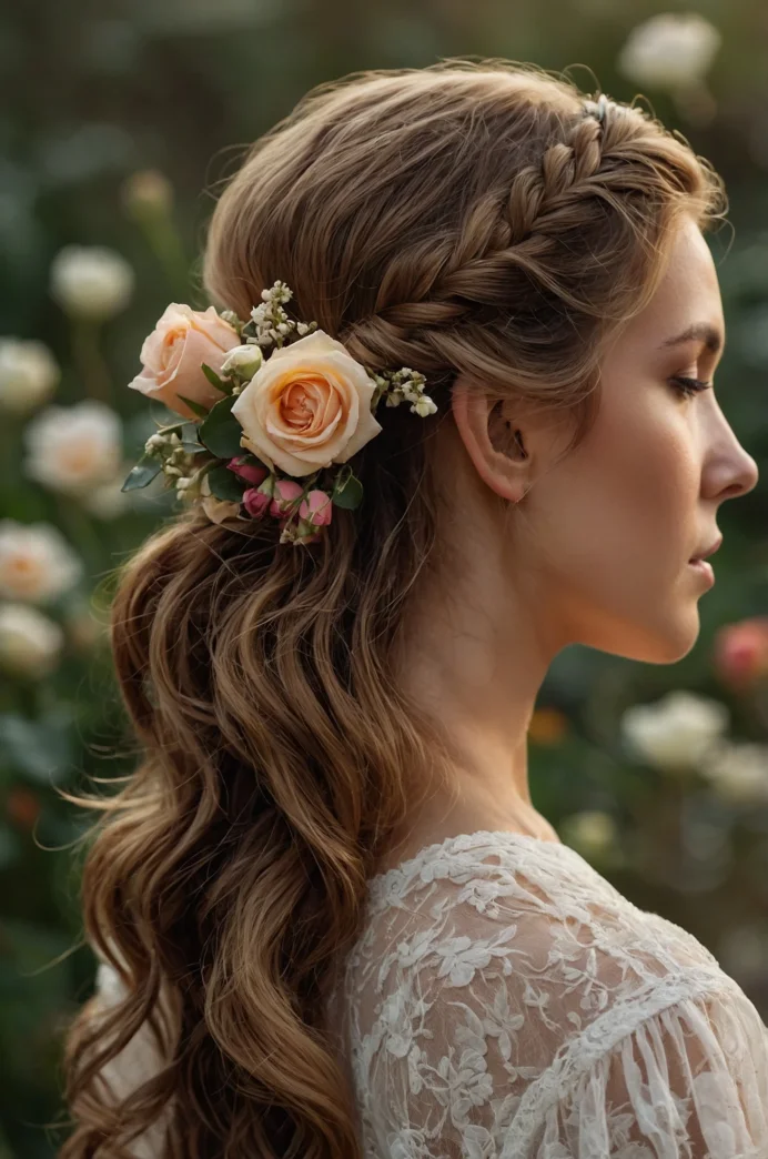 Half-Updo with a Floral Headband