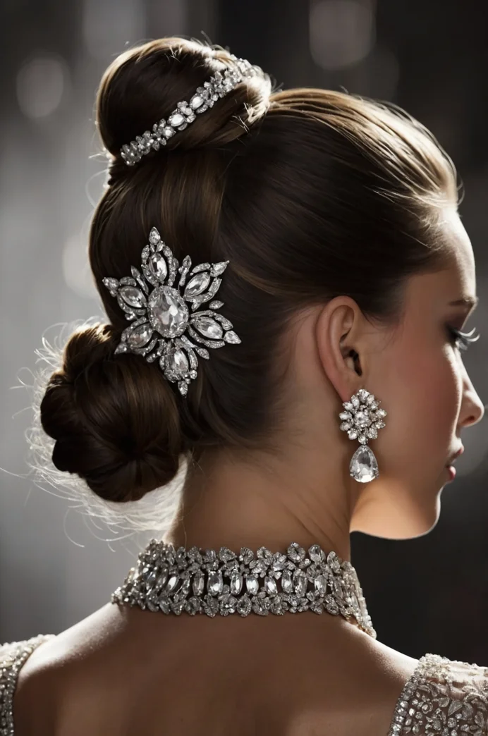 High Bun with a Jeweled Headband