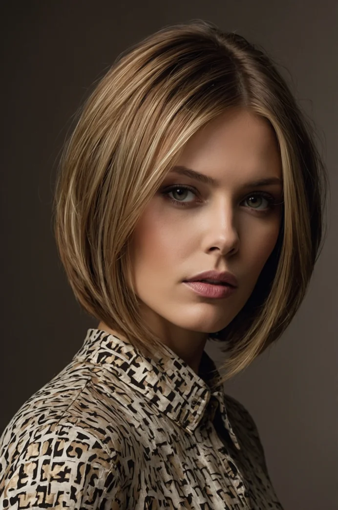 Inverted Bob with Highlights and Lowlights