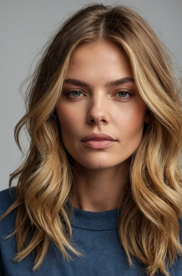 Lob with Face-Framing Layers and Balayage