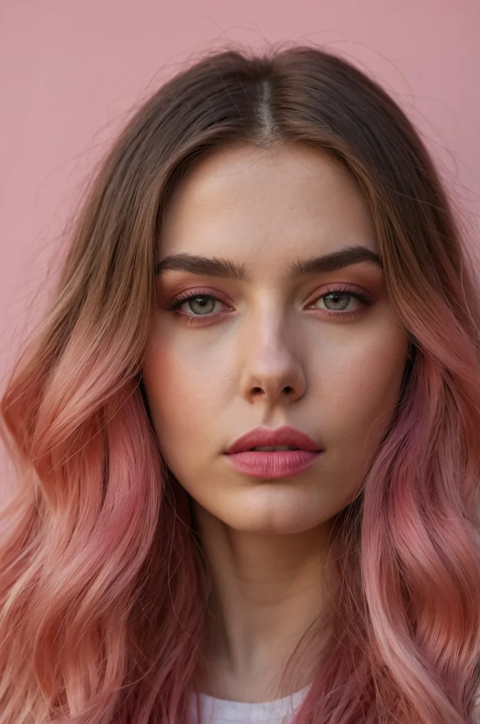 Pastel Pink Ombre with Red Roots