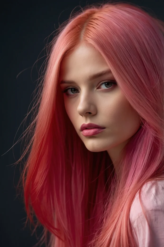 Pink and Red Hair with a Dip Dye Effect