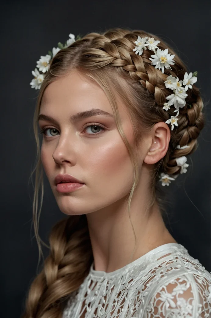 Pull-Through Braid with Floral Embellishments