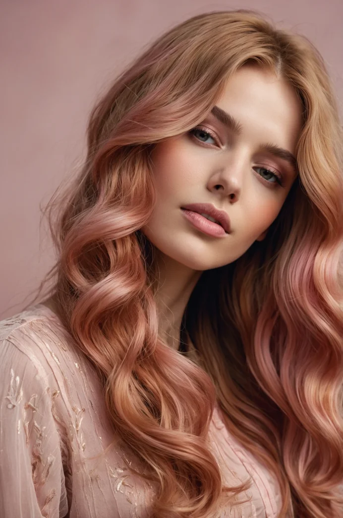 Rose Gold Hair with Pink Highlights