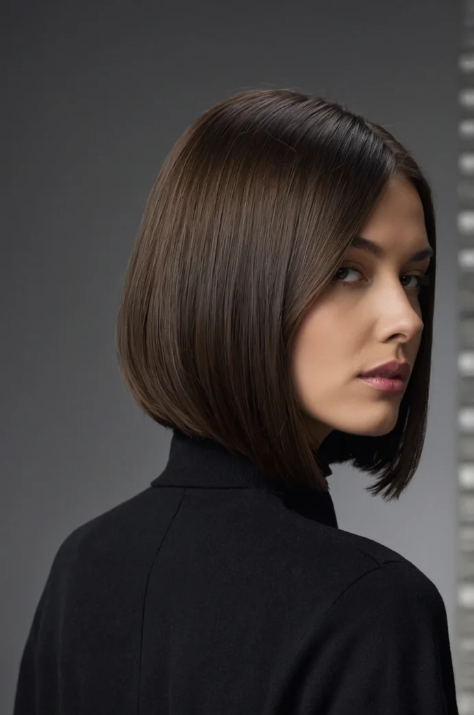 Classic Sleek Lob with a Middle Part