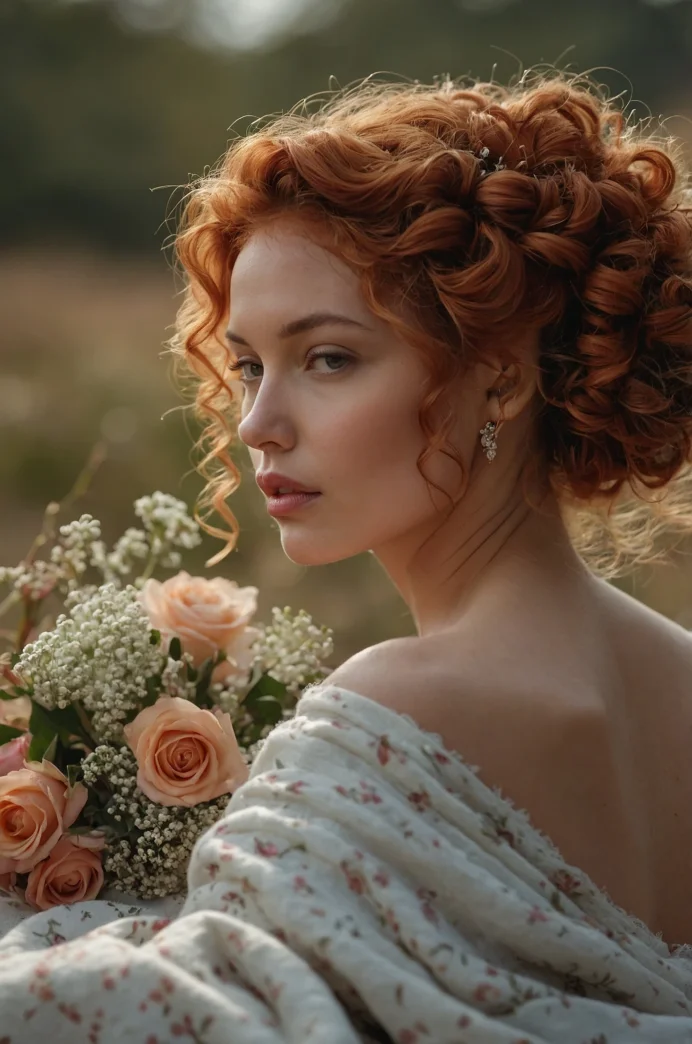 Twisted Updo with Floral Accents