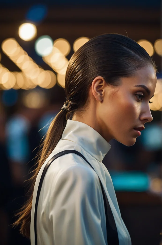 Sleek Low Ponytail with a Deep Side Part