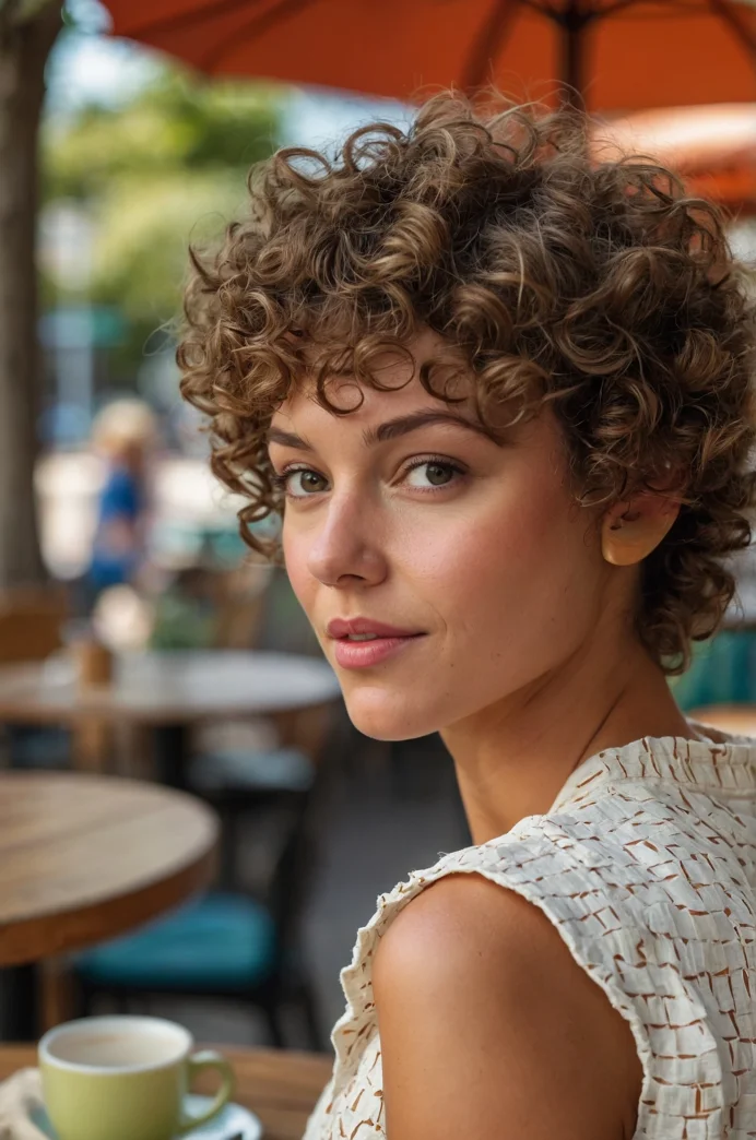 Curly Pixie with Curly Bangs