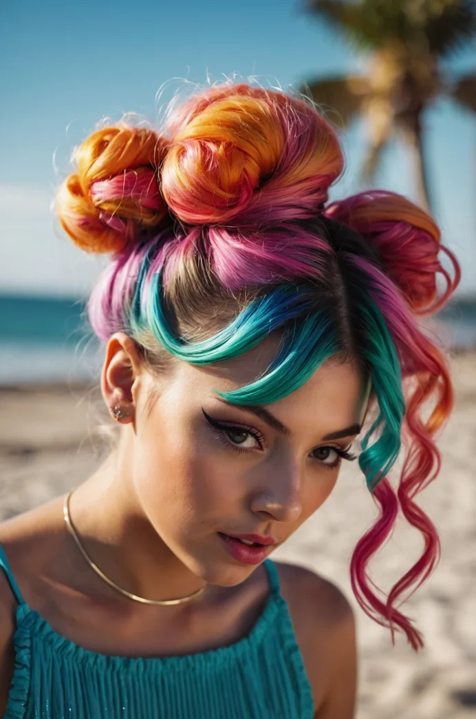 High Colorful Space Buns