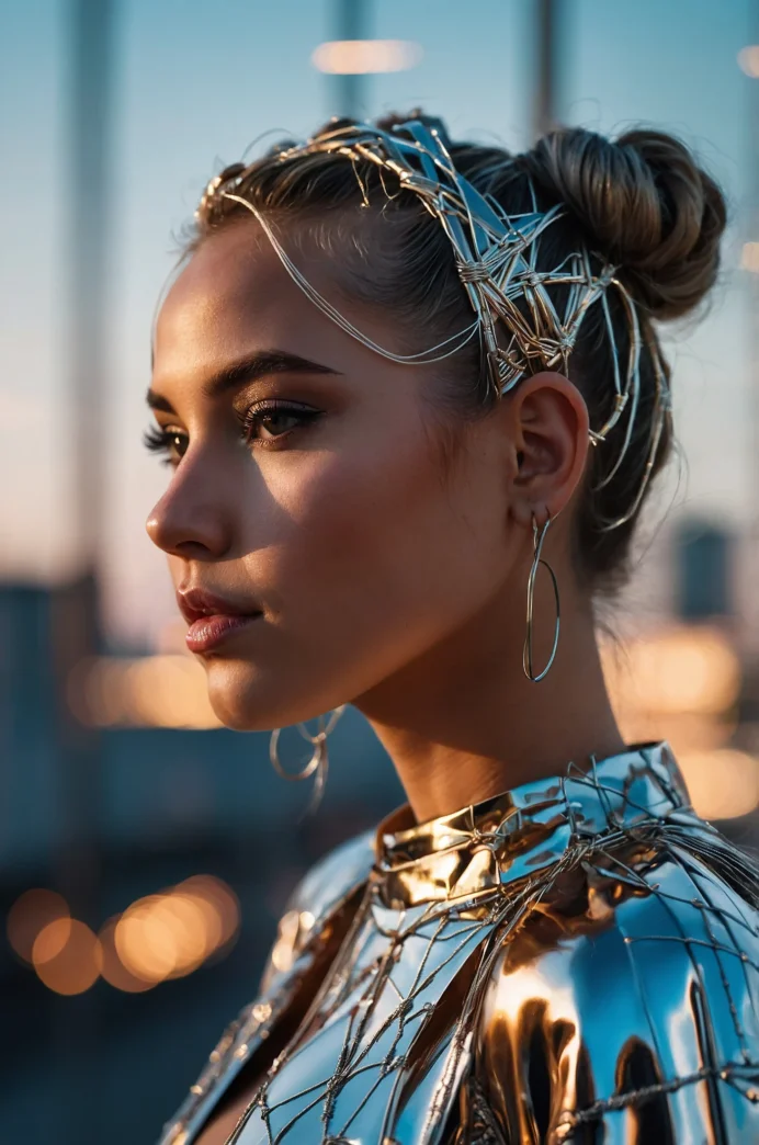 Space Buns with Metallic Thread