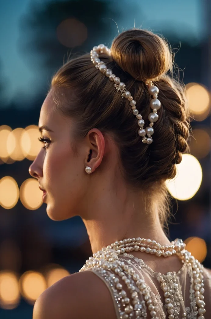 Space Buns with Pearl Embellishments
