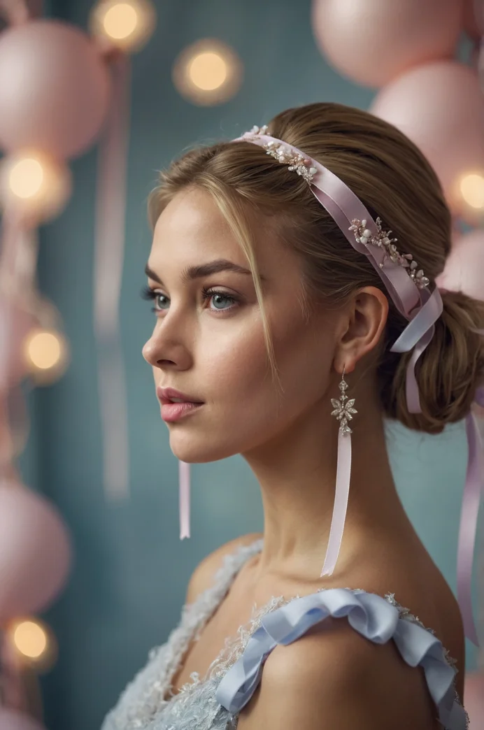Low Textured Ponytail with Ribbon Details