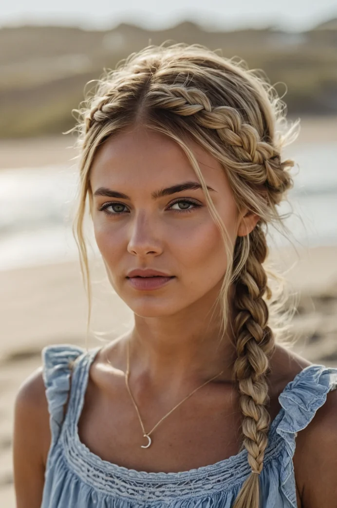 Side Beach Braid with Natural Hair