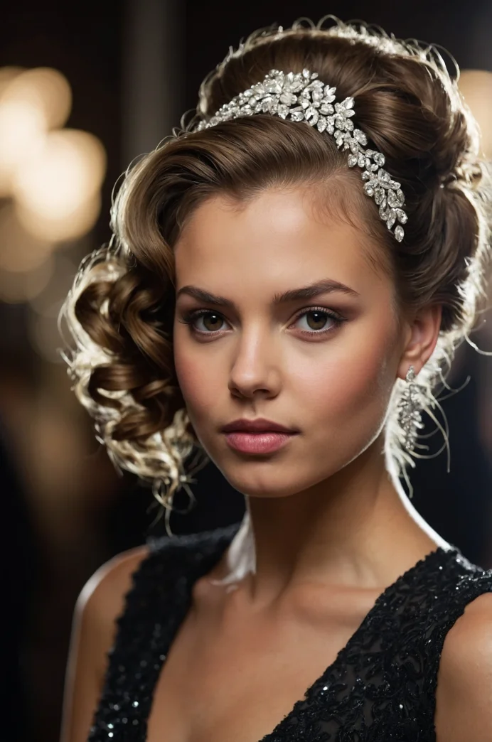 Curly Side Swept Updo