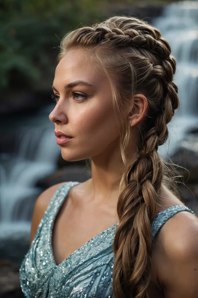 Ponytail with a Waterfall Braid
