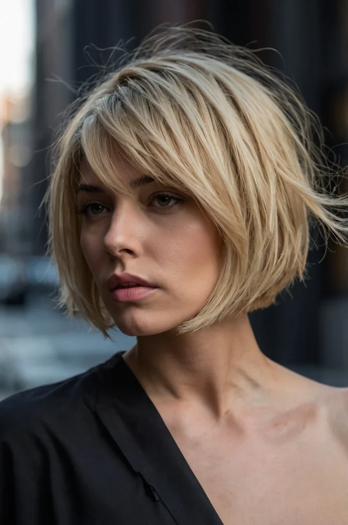 Angled Bob with Sharp Layers
