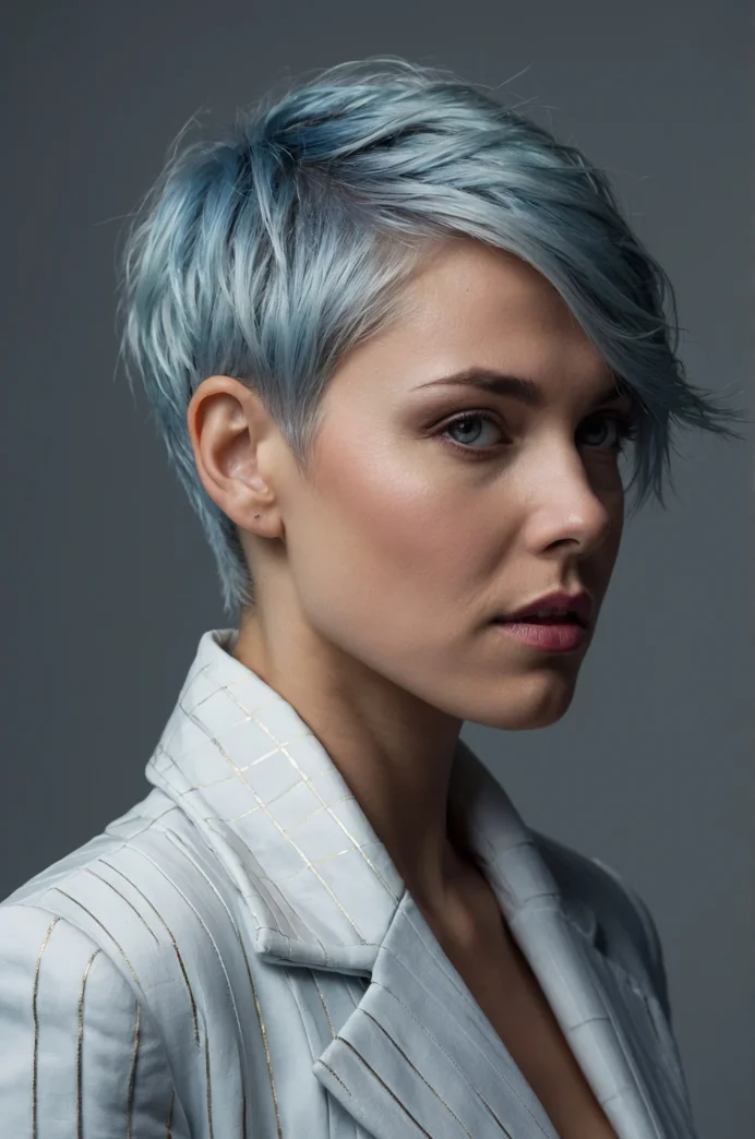 The Asymmetrical Icy Blue Pixie
