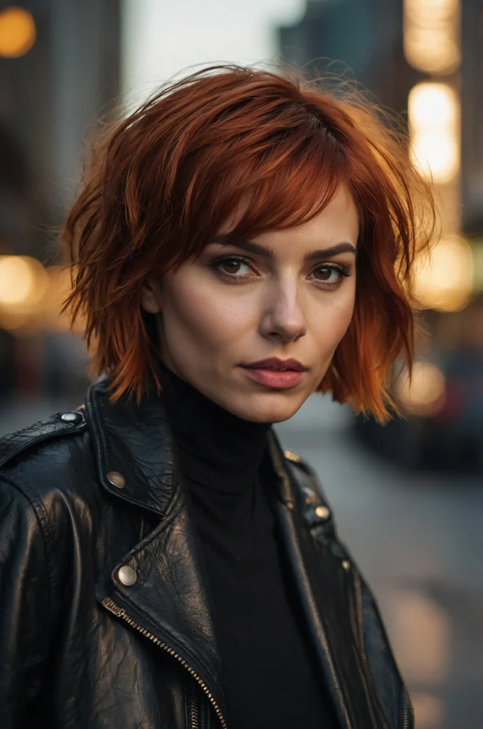 Auburn Colored Bixie Cut