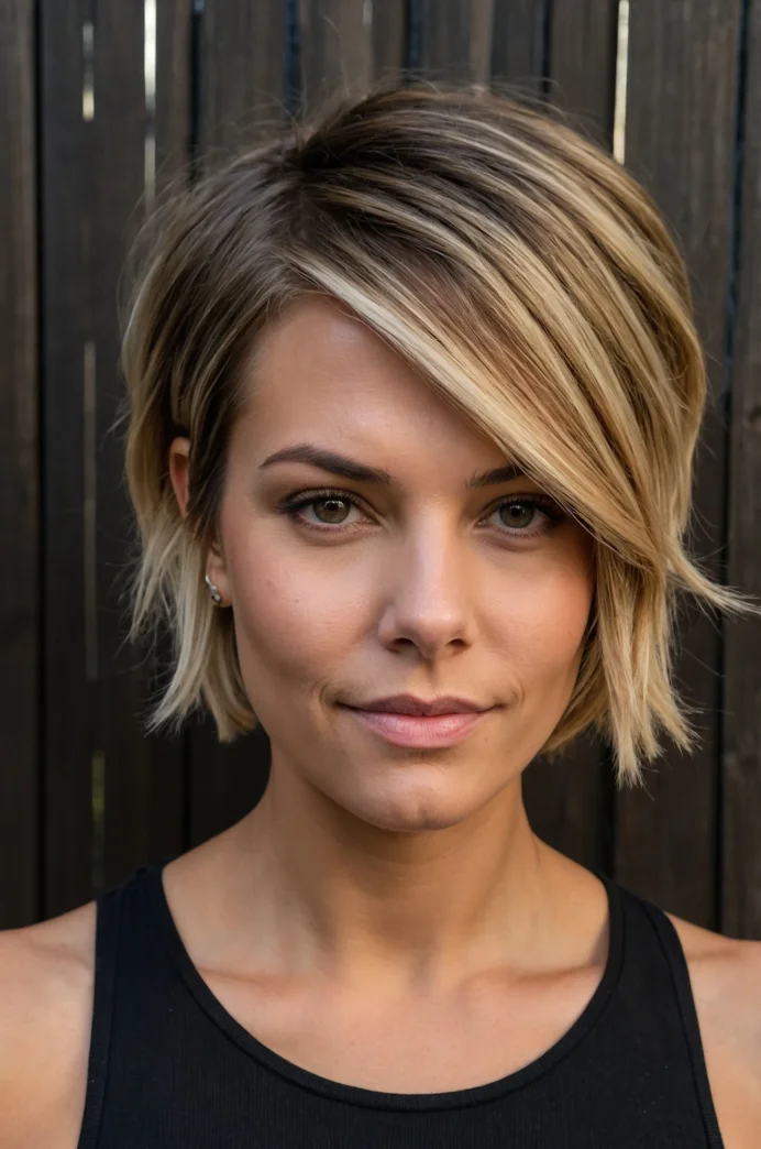 The Balayage Blonde Asymmetrical Pixie