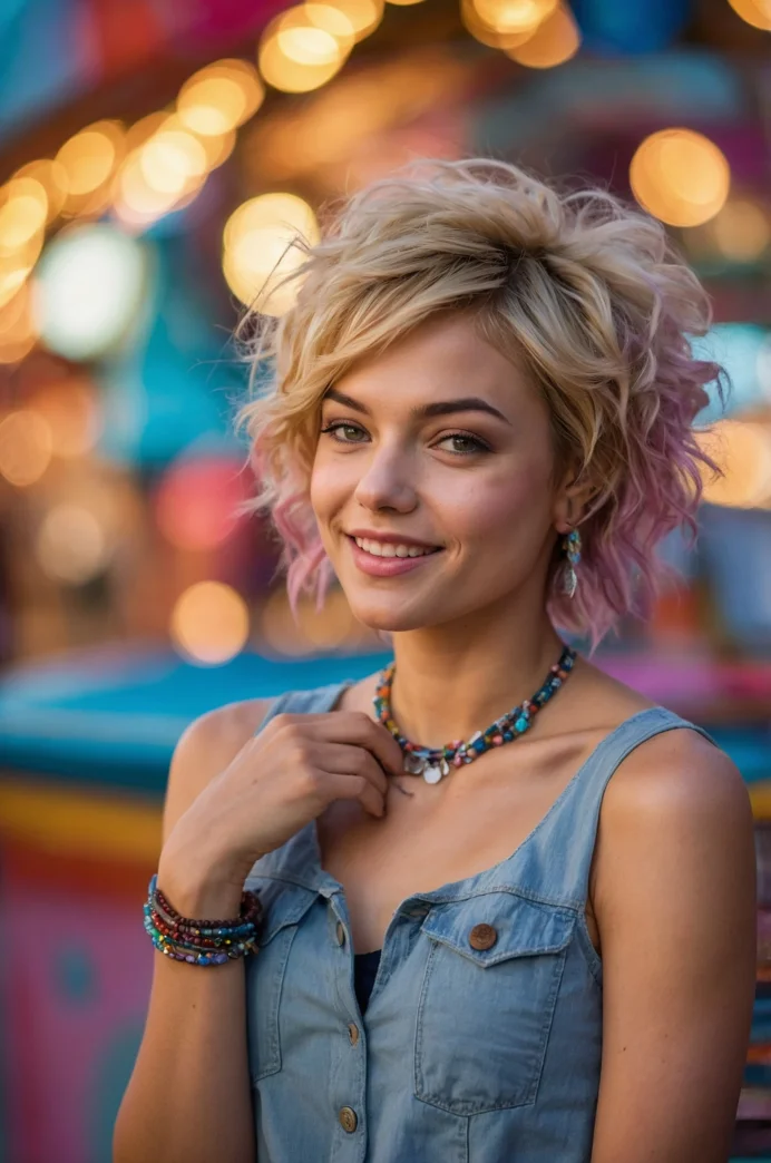 The Blonde Pixie with Pastel Pink Highlights