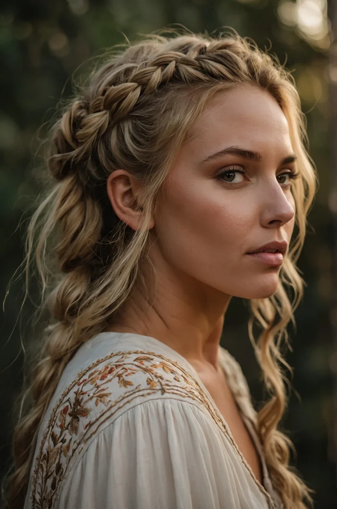 The Boho Crown Braid with Face-Framing Tendrils