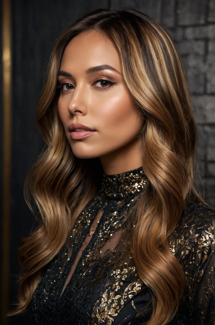 Bronze and Gold Metallic Balayage